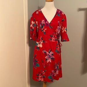 Old Navy Red floral wrap dress